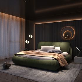 King Size Luxury Upholstered Platform Bed with Oversized Padded Backrest and Solid Wood Frame,suitable for Multiple heights of mattresses King Size Luxury Upholstered Platform Bed with Oversized Padded Backrest and Solid Wood Frame,suitable for Multiple heights of mattresses