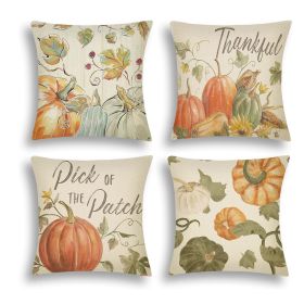 4Pcs Fall Pillow Covers Pumpkin Pick of The Patch Thankful Pattern Autumn Throw Pillow Covers Thanksgiving Watercolour Farmhouse Pillowcase for H 4Pcs Fall Pillow Covers Pumpkin Pick of The Patch Thankful Pattern Autumn Throw Pillow Covers Thanksgiving Watercolour Farmhouse Pillowcase for H