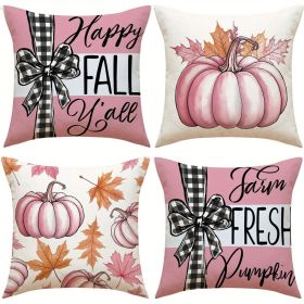 4 Pack Fall Pillow Covers Pink 18x18in Farmhouse Pumpkin Maple Leaf Cushion Case Autumn Sofa Couch Decor for Autumn Thanksgiving Harvest Decorati 4 Pack Fall Pillow Covers Pink 18x18in Farmhouse Pumpkin Maple Leaf Cushion Case Autumn Sofa Couch Decor for Autumn Thanksgiving Harvest Decorati